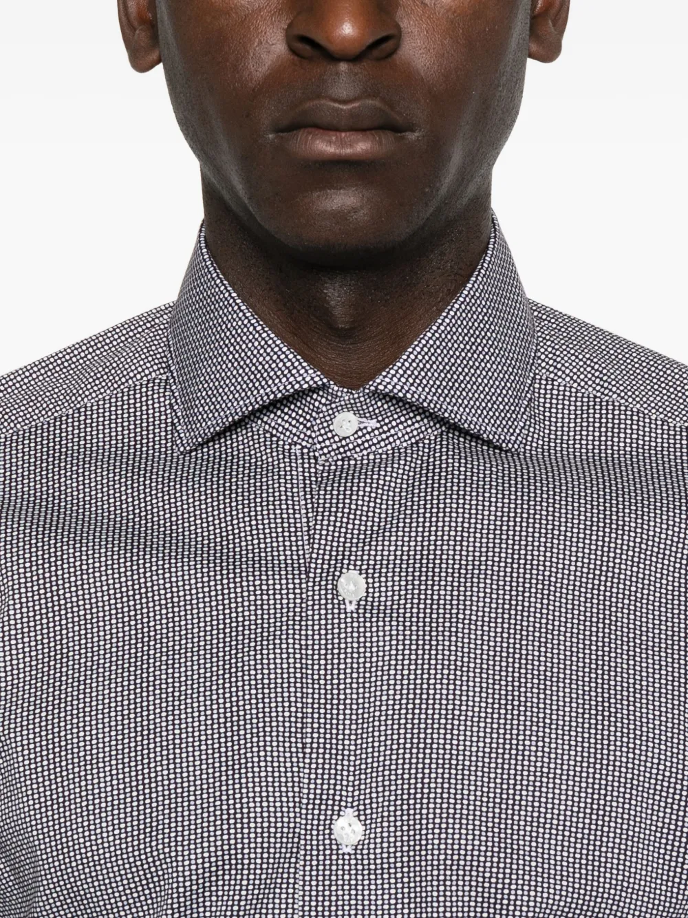 Barba Napoli Check Long-sleeved Shirt In Gray