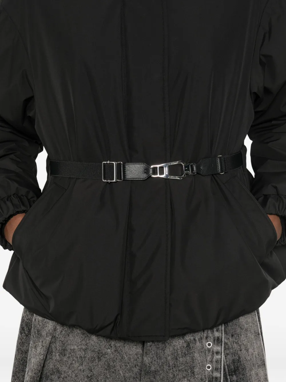 Moorer Glarea Belted High-neck Jacket In Black
