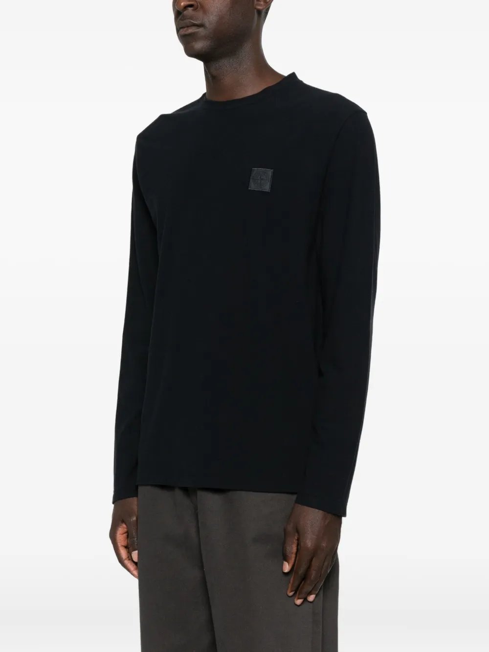 Stone Island Logo-patch Long-sleeve T-shirt In Black