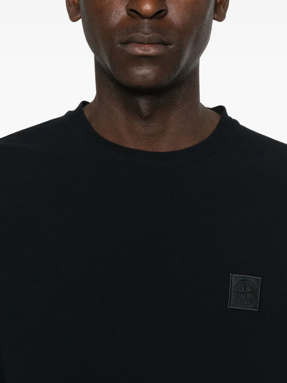 Stone Island Logo-patch Long-sleeve T-shirt In Black