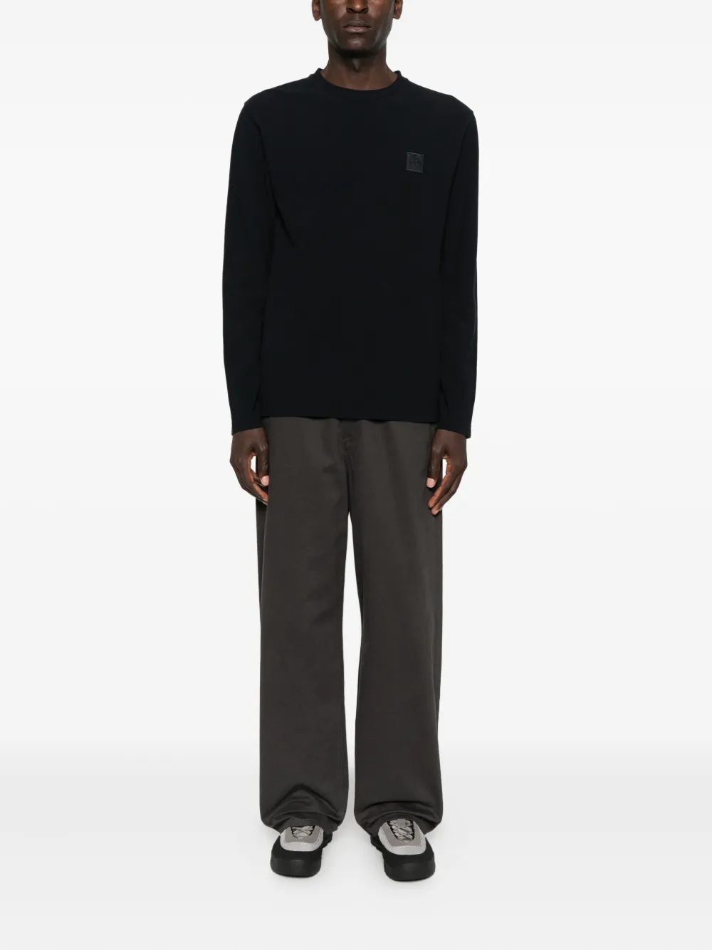 Stone Island logo-patch long-sleeve t-shirt - Blauw