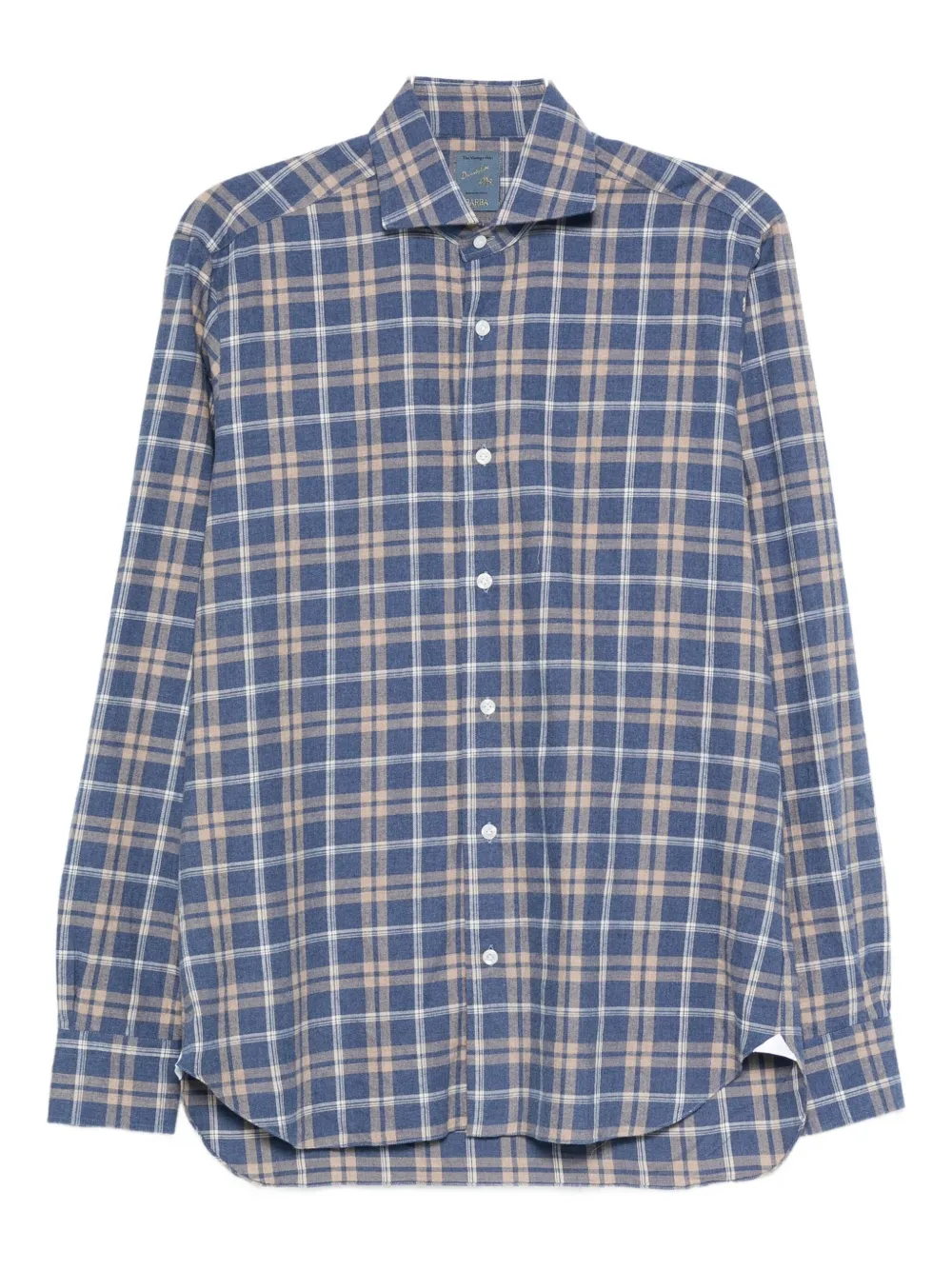 Barba Napoli Checked Long-sleeved Shirt In Blue