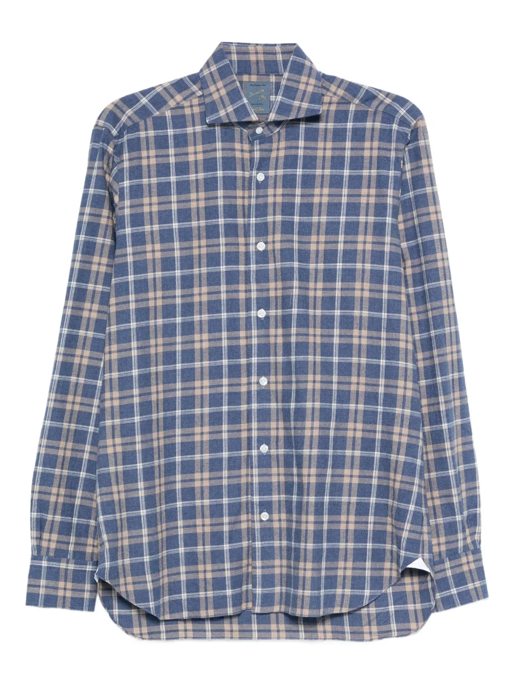 Barba checked long-sleeved shirt | Blue | Image 1