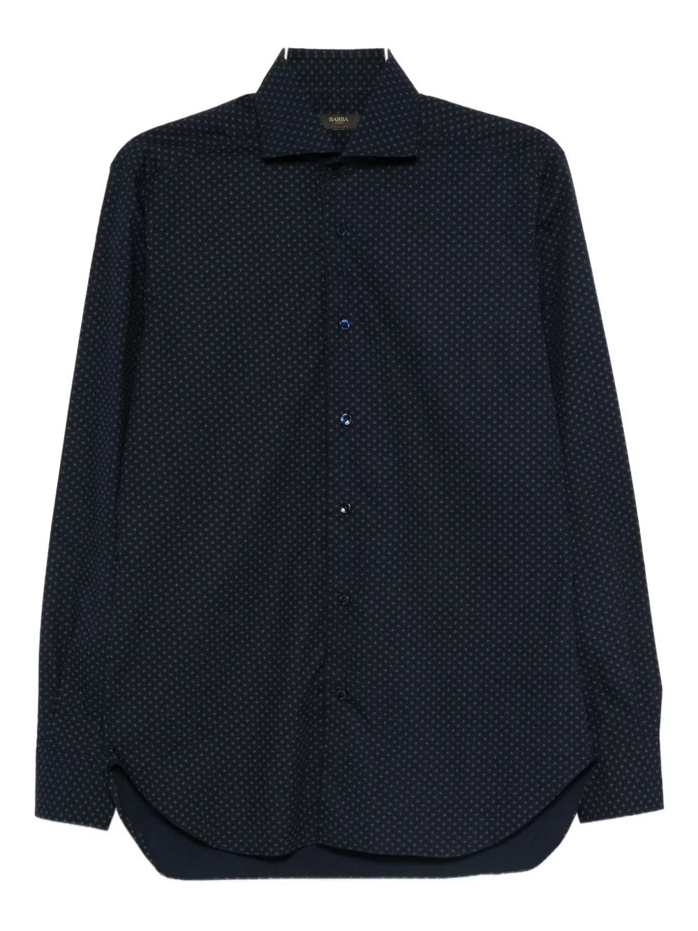 Barba Napoli Patterned Long-sleeved Shirt In Black