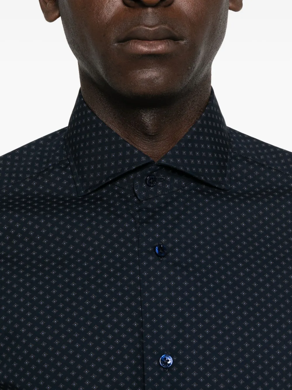 Barba Napoli Patterned Long-sleeved Shirt In Black