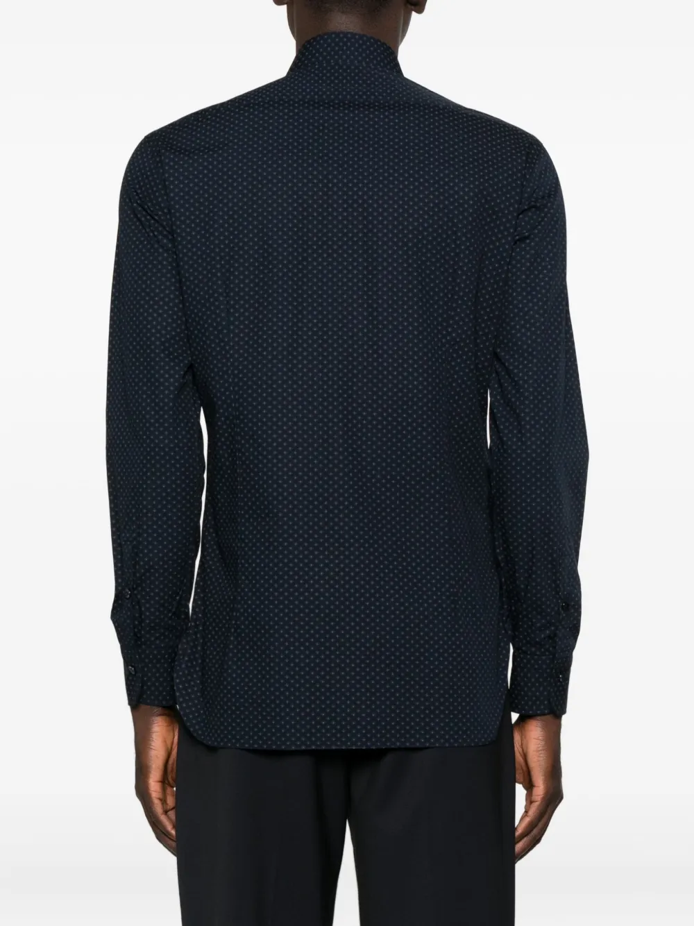 Barba Napoli Patterned Long-sleeved Shirt In Black