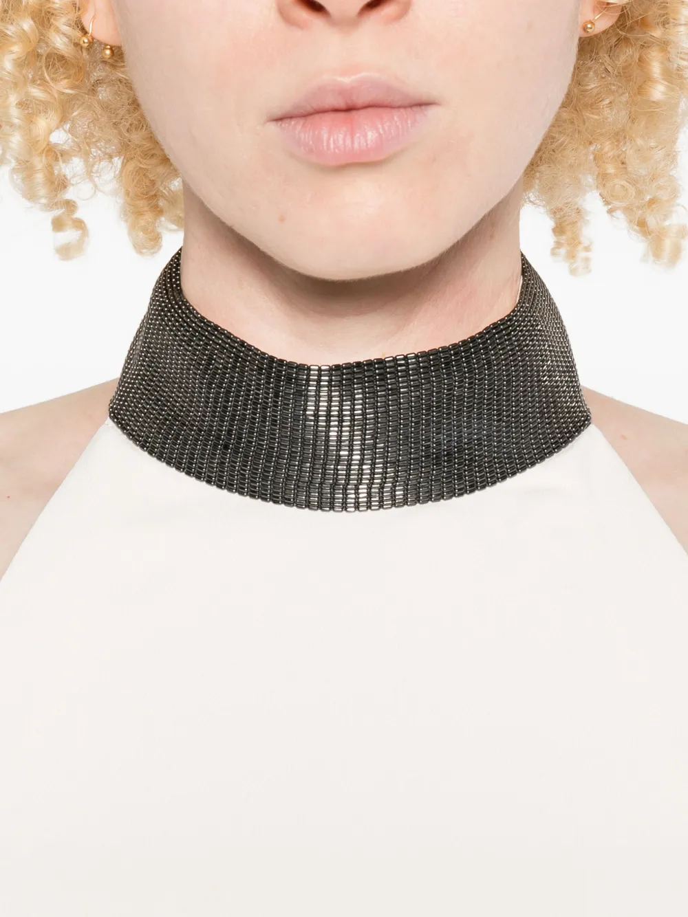 Brunello Cucinelli Halterneck Embellished Dress In White