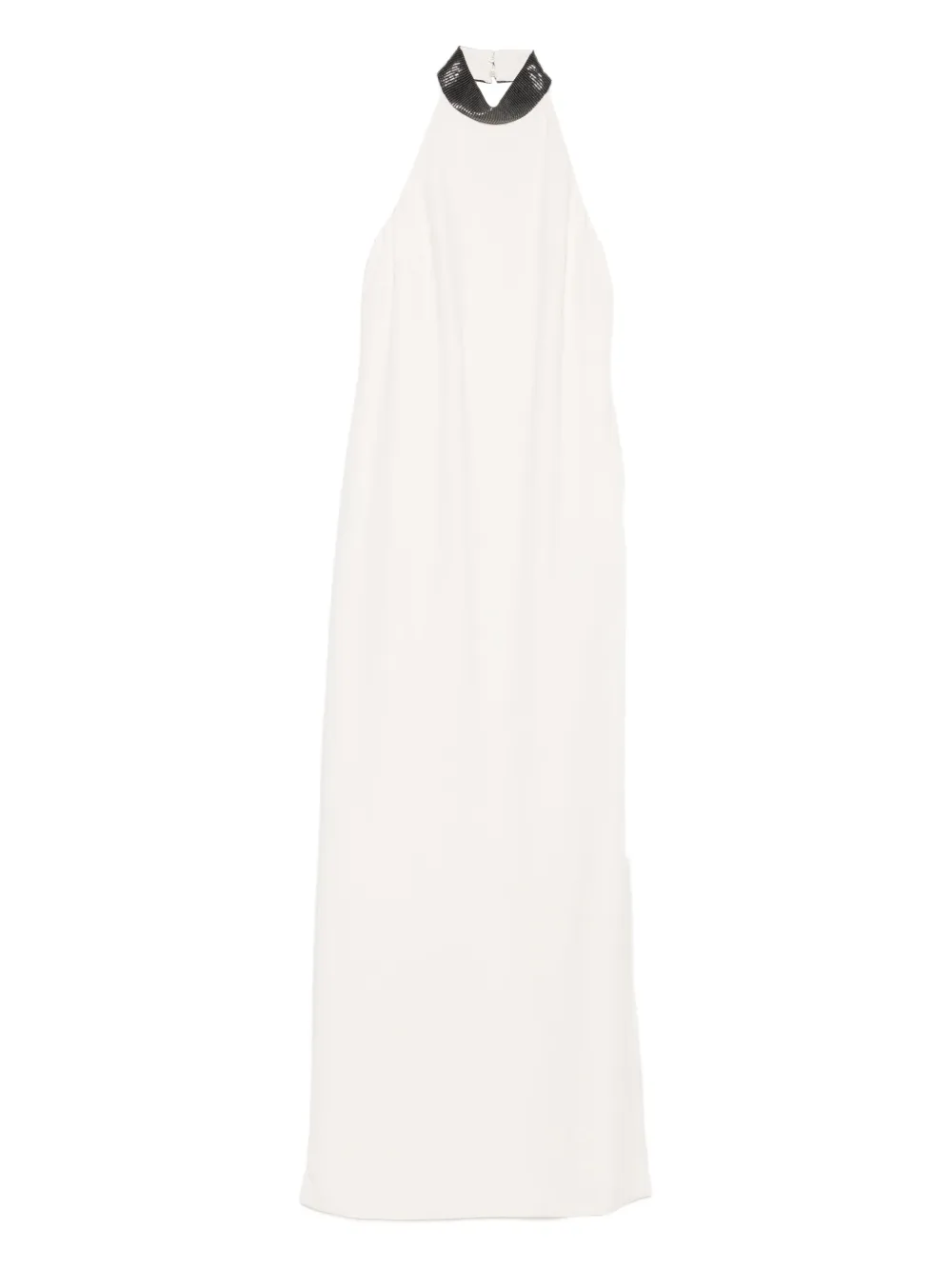 Brunello Cucinelli Halterneck Embellished Dress In White