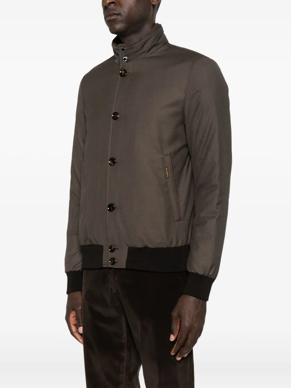 Moorer Button-fastening Ribbed-hem Jacket In Brown