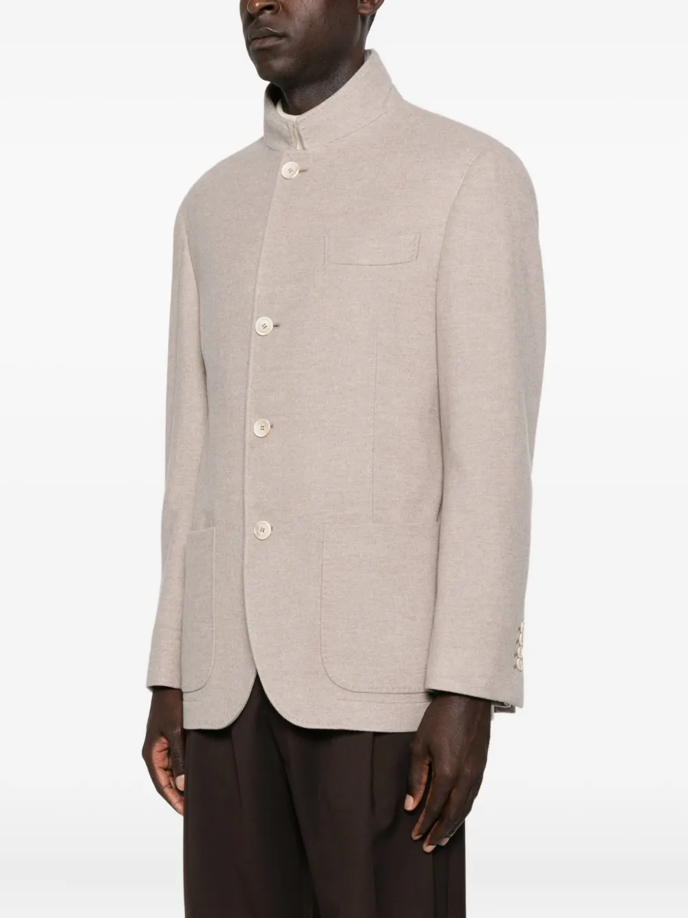 Brunello Cucinelli Cashmere Single-breasted Blazer In Neutral