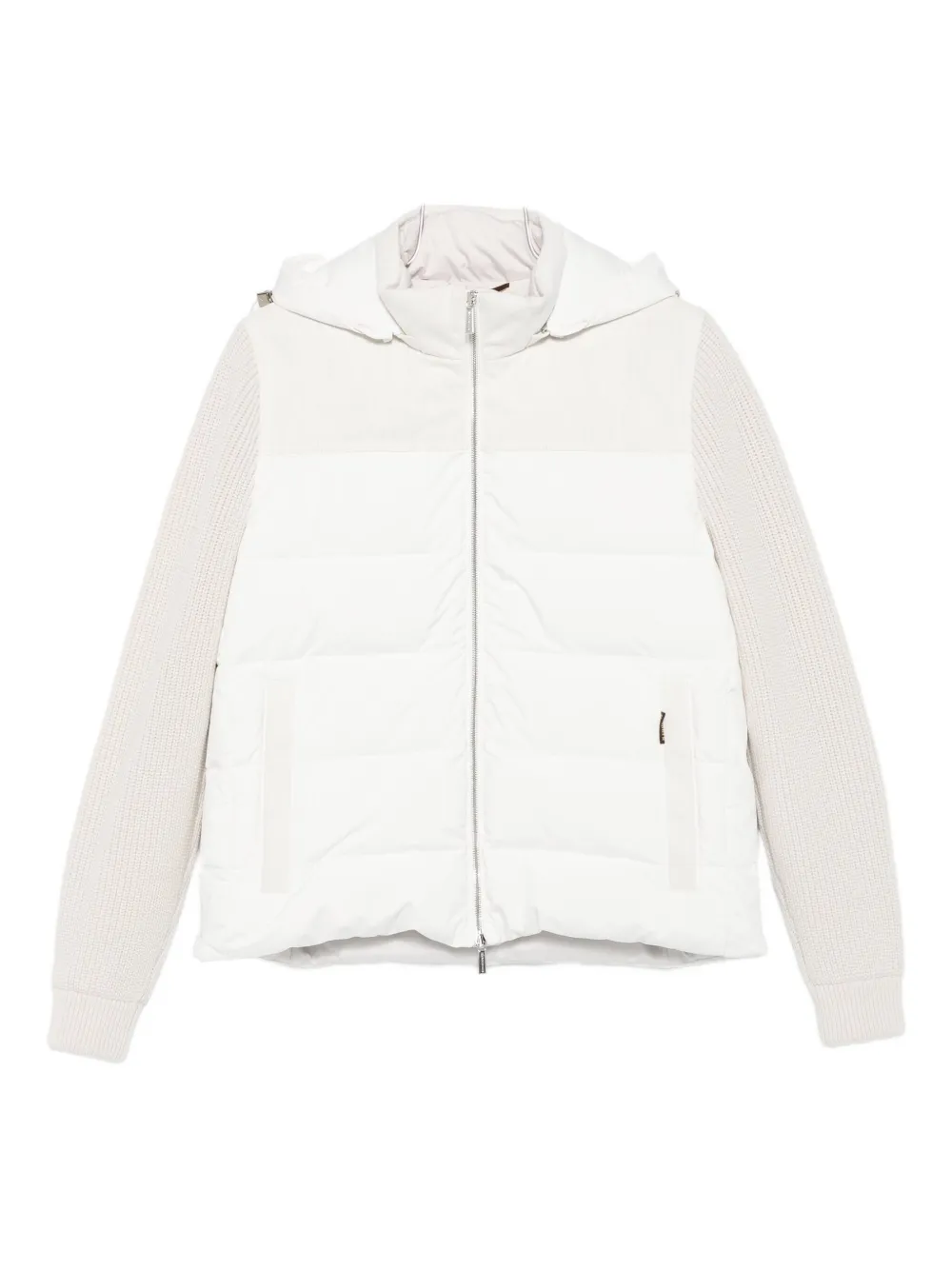 Moorer quilted knitted-sleeve jacket - ホワイト Moorer quilted knitted-sleeve jacket - ホワイト