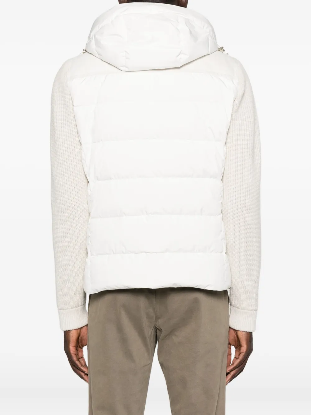 Moorer Quilted Knitted-sleeve Jacket In White