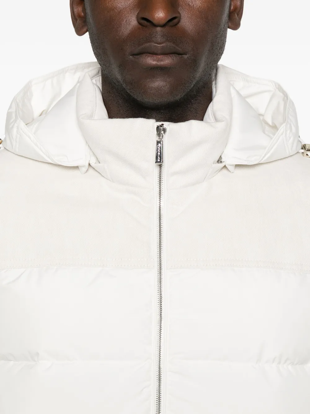 Moorer Quilted Knitted-sleeve Jacket In White