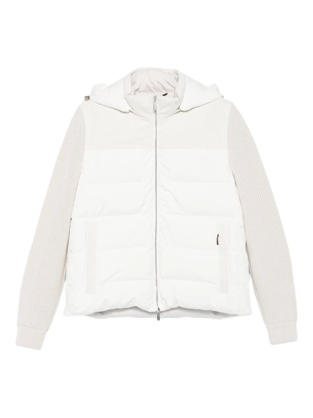 Moorer quilted knitted-sleeve jacket - ホワイト Moorer quilted knitted-sleeve jacket - ホワイト