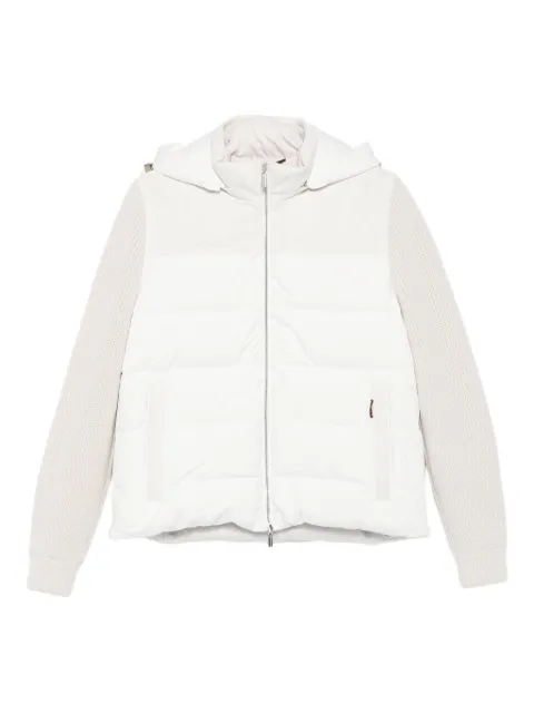 Moorer quilted knitted-sleeve jacket