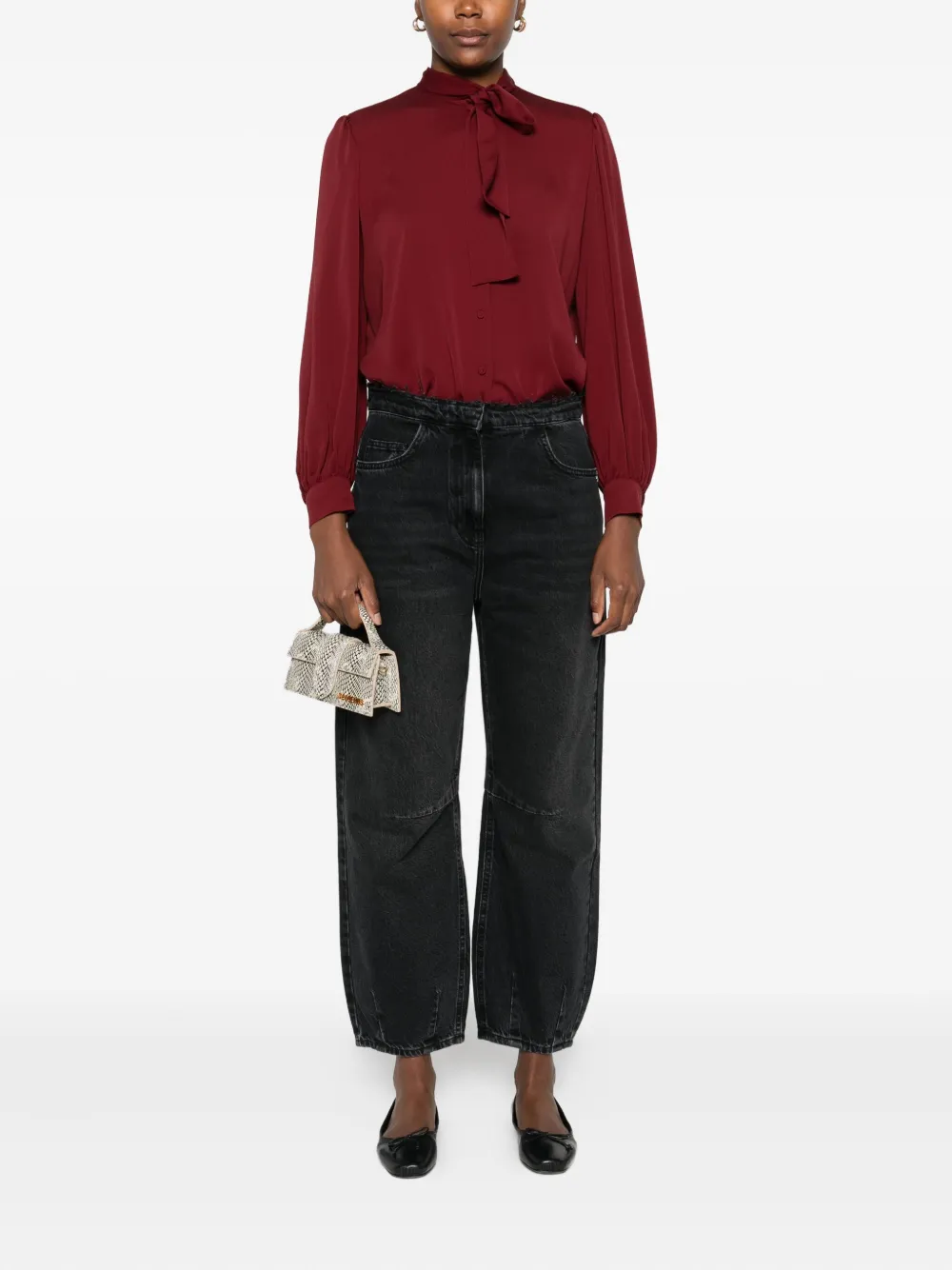 Max Mara Blouse met ballonmouwen en knopen - Rood