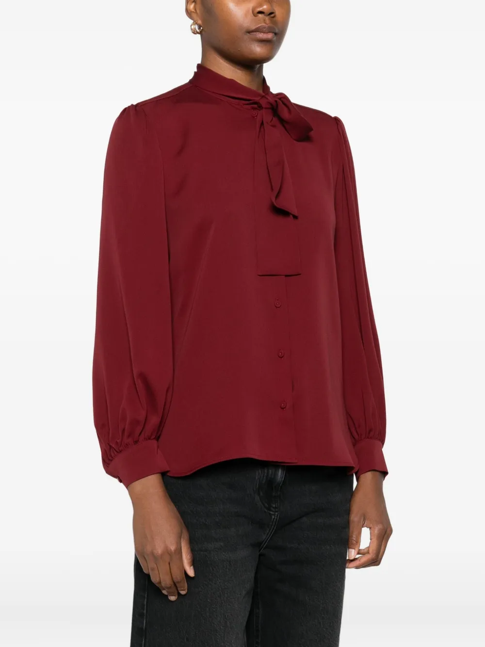Max Mara Button-front Balloon-sleeve Blouse In Red