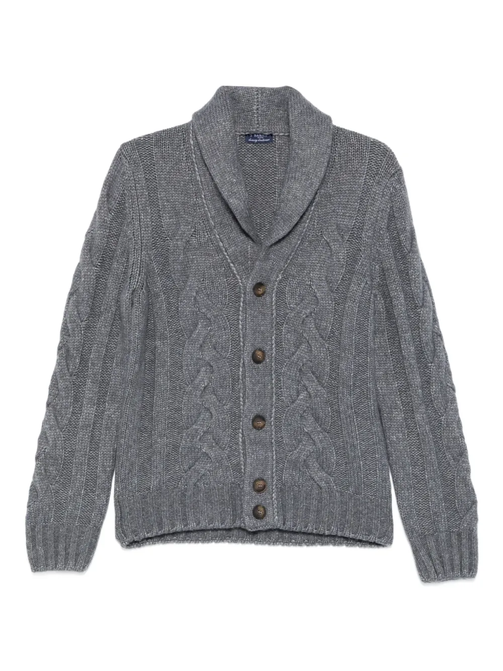 Barba cable-knit cardigan - グレー Barba cable-knit cardigan - グレー