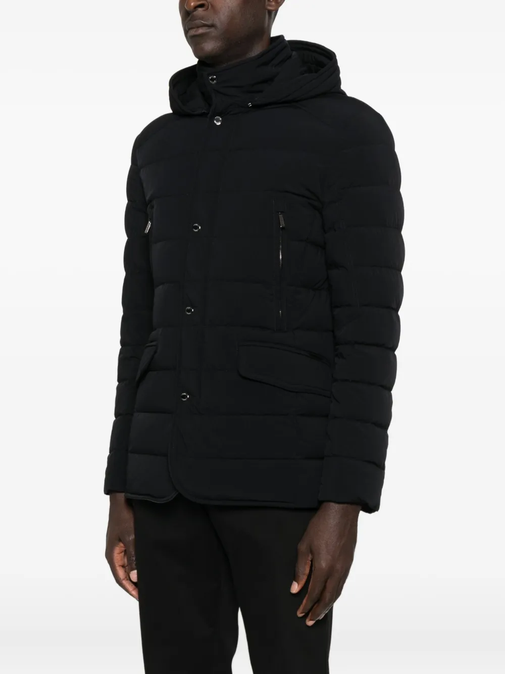 Moorer Buttoned Quilted Padded Jacket In Black