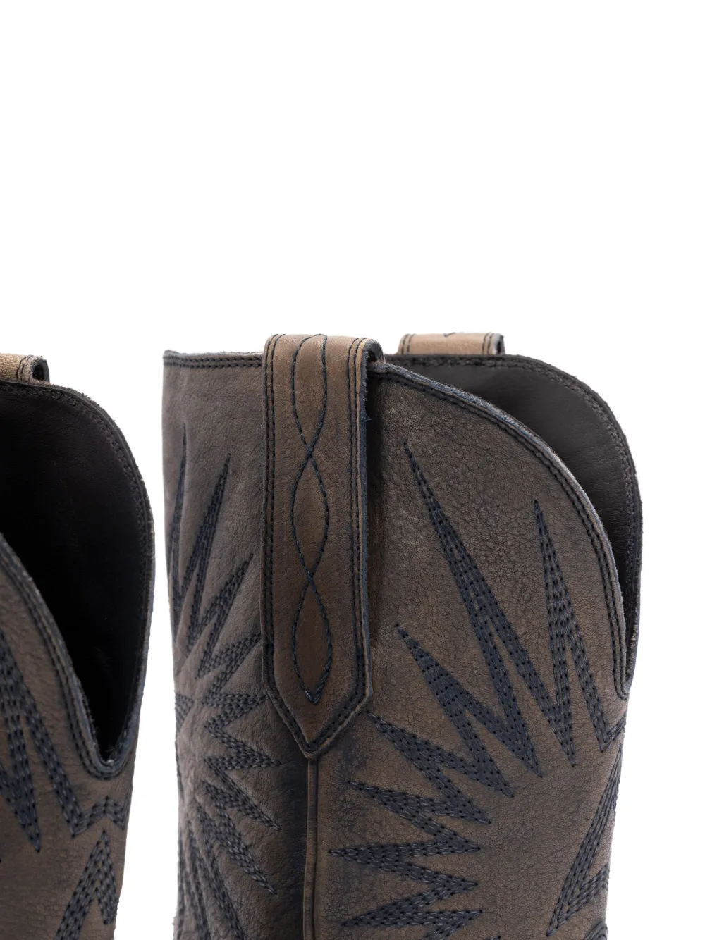 Golden Goose Star-embroidered Leather Boots In Gray