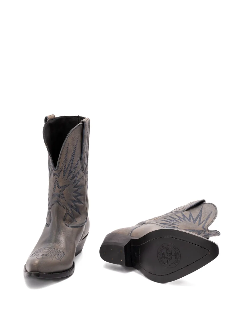 Golden Goose Star-embroidered Leather Boots In Gray