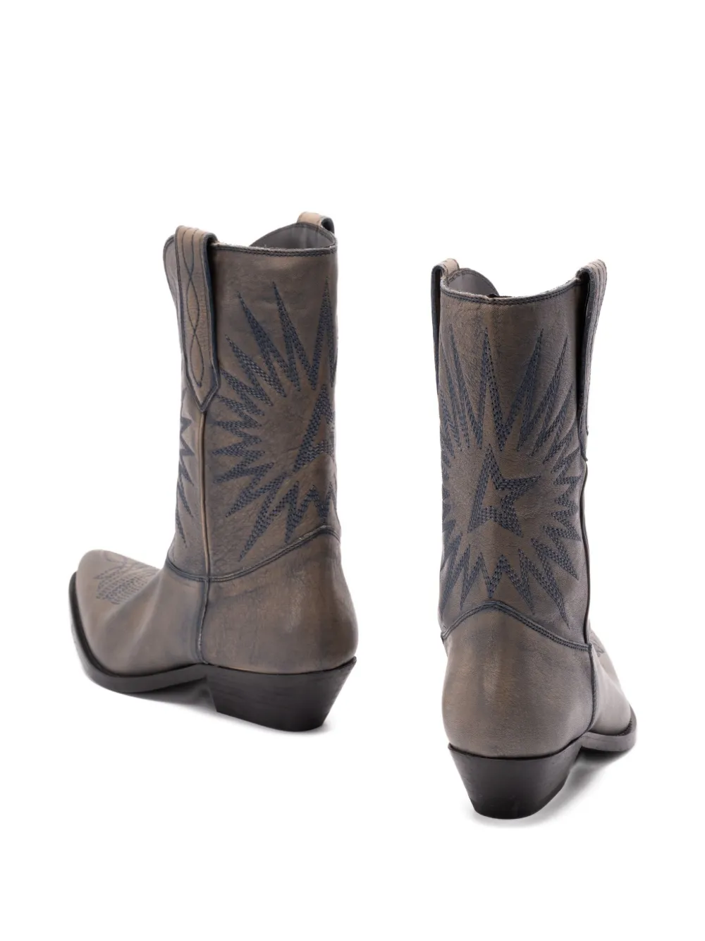Golden Goose Star-embroidered Leather Boots In Gray