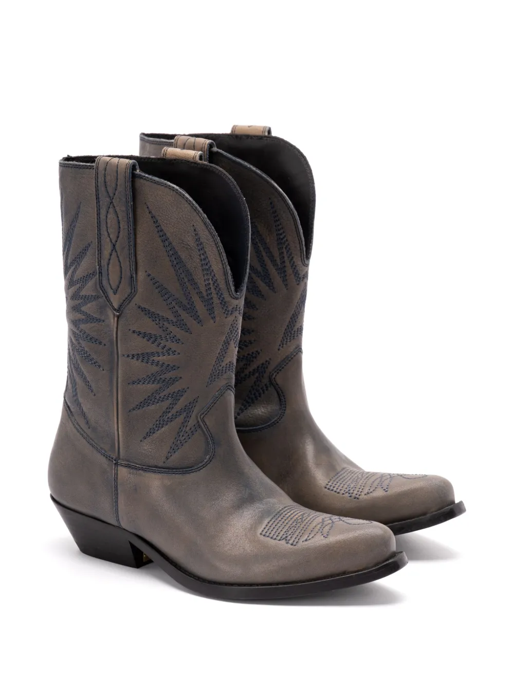 Golden Goose star-embroidered leather boots Grey