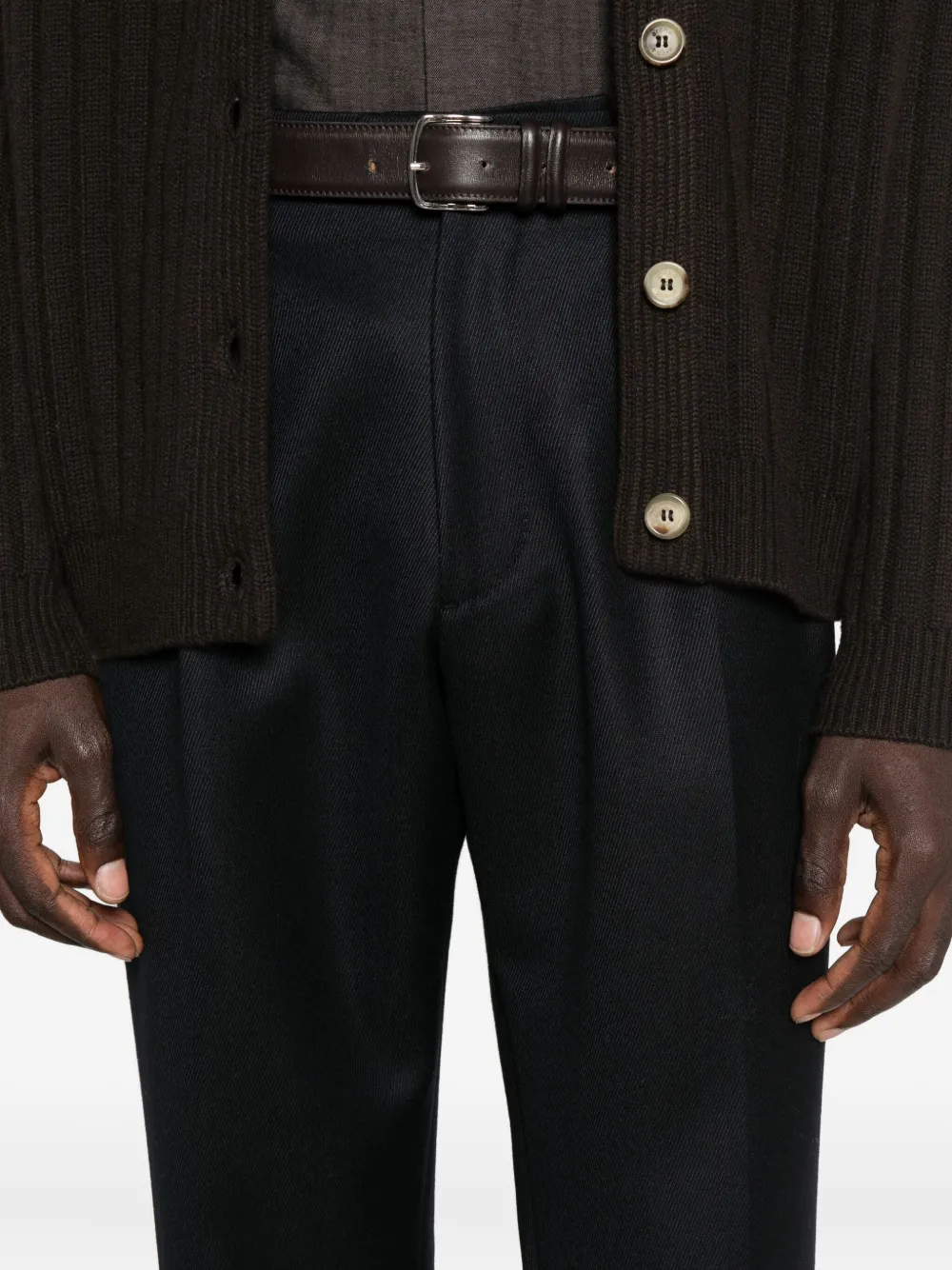 Berwich Pleated Wool Trousers In Black