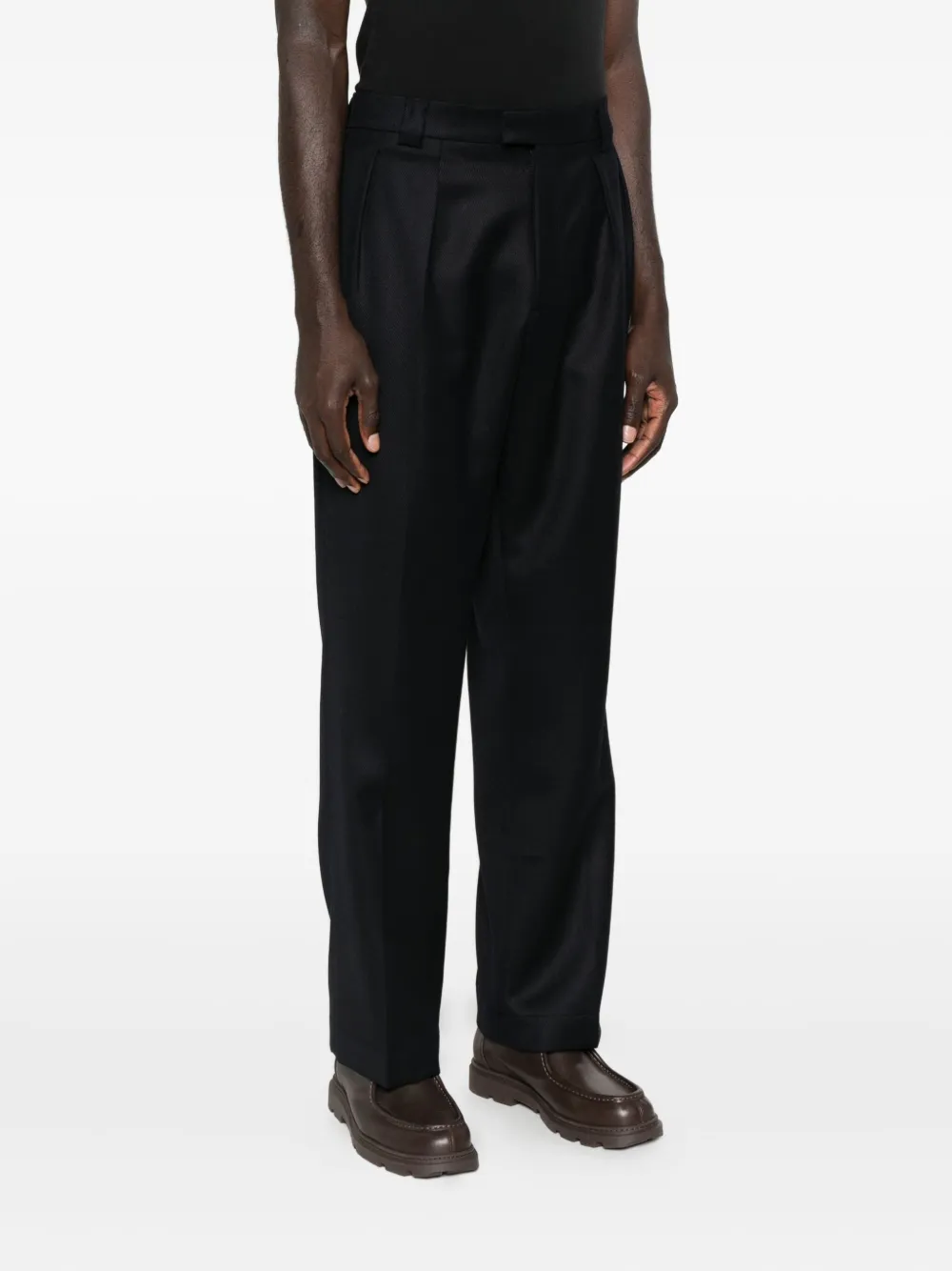 Berwich Pleated Wool Trousers In Black