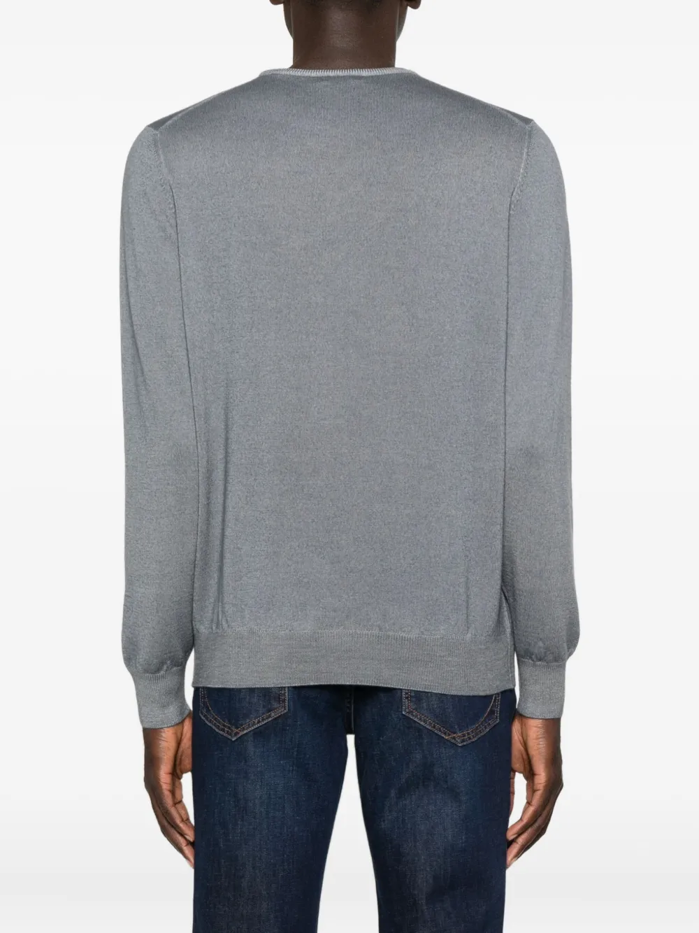 Barba Napoli Crew-neck Wool Sweater In Gray