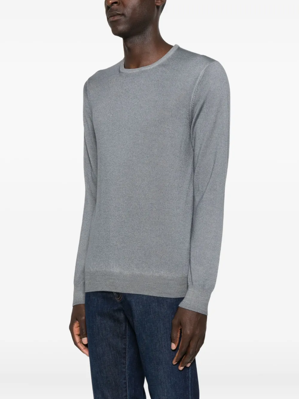Barba Napoli Crew-neck Wool Sweater In Gray