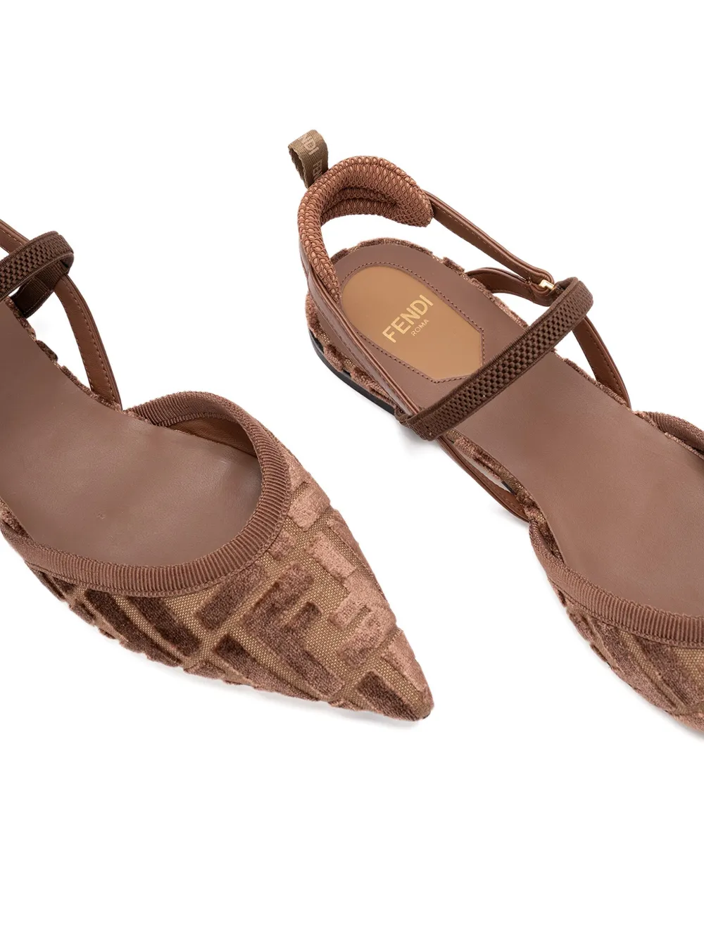 FENDI Colibrì Lite FF logo-patterned slingback pumps Brown
