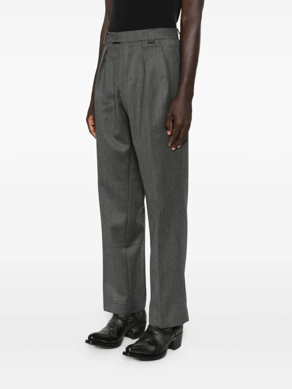 Berwich Pleated Wool Trousers In Black