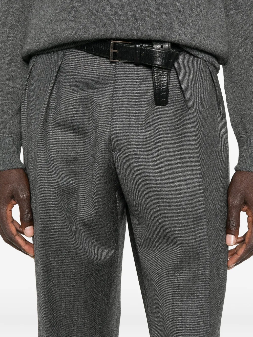 Berwich Pleated Wool Trousers In Black