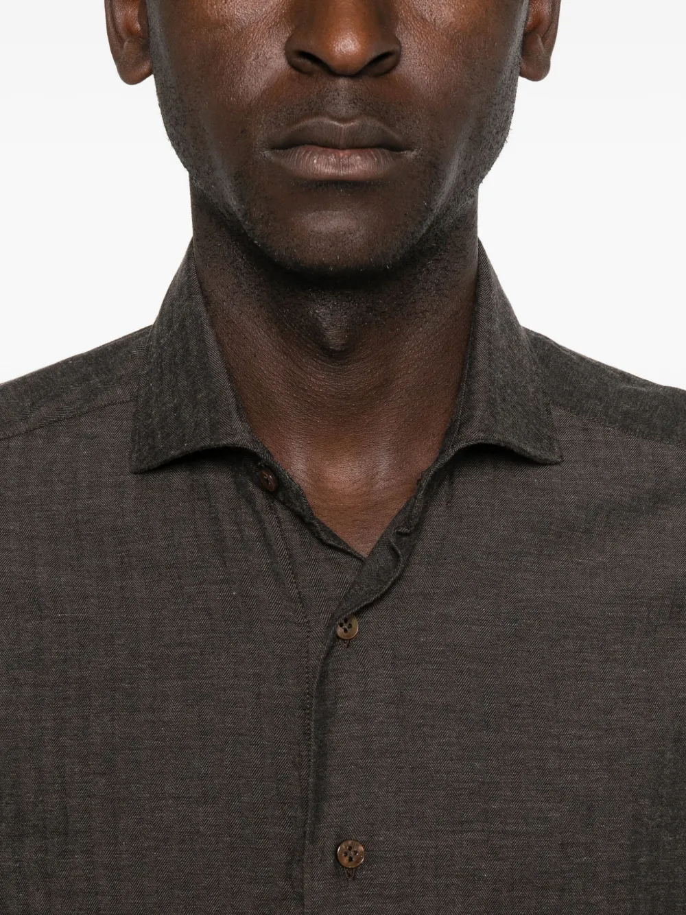 Barba Getextureerd overhemd Bruin