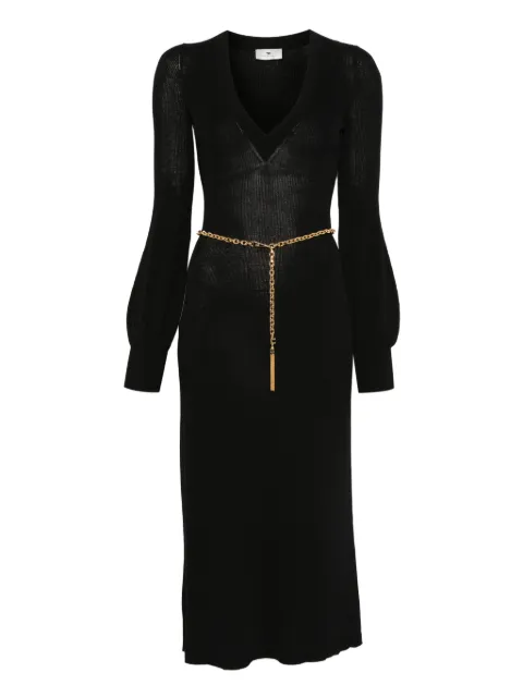 Elisabetta Franchi balloon-sleeve V-neck midi dress