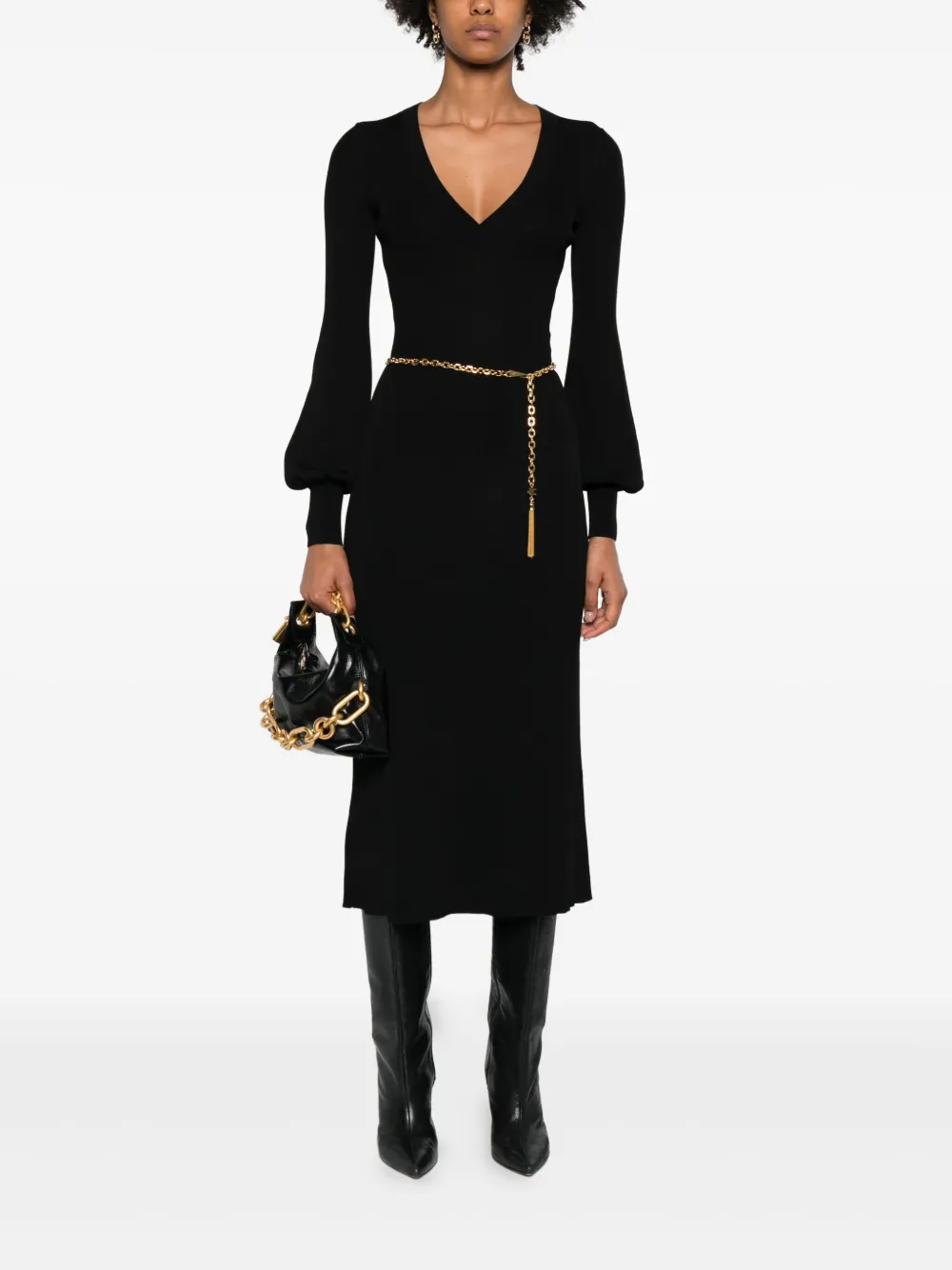 Elisabetta Franchi balloon-sleeve V-neck midi dress | Day Dresses | Image 2