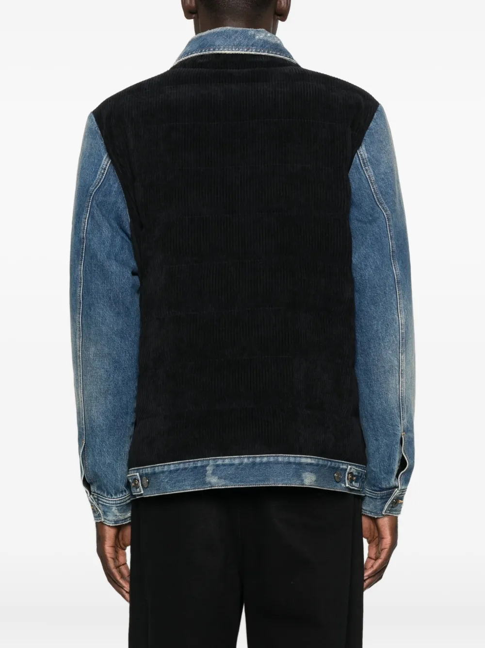 Dolce & Gabbana Denim-panelled Corduroy Jacket In Blue