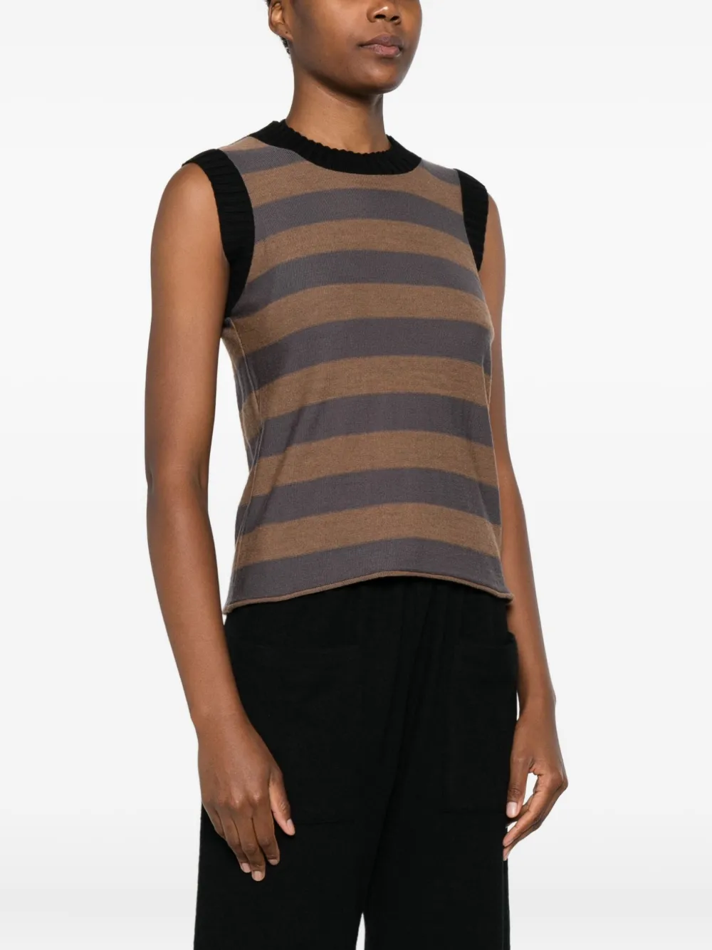 Hannes Roether Striped Sleeveless Top In Brown