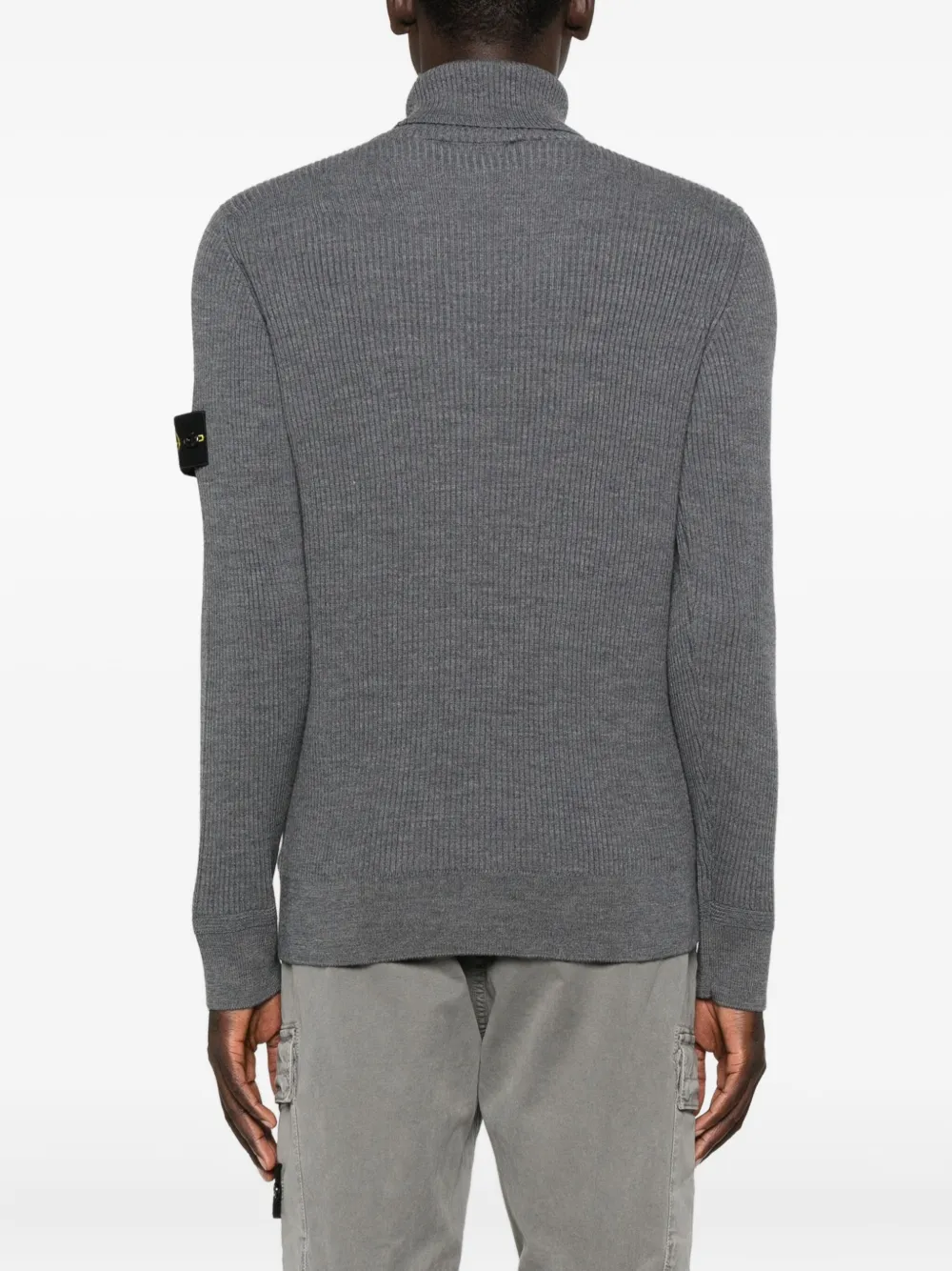 Stone Island Ribbed Turtleneck Sweater In Gray