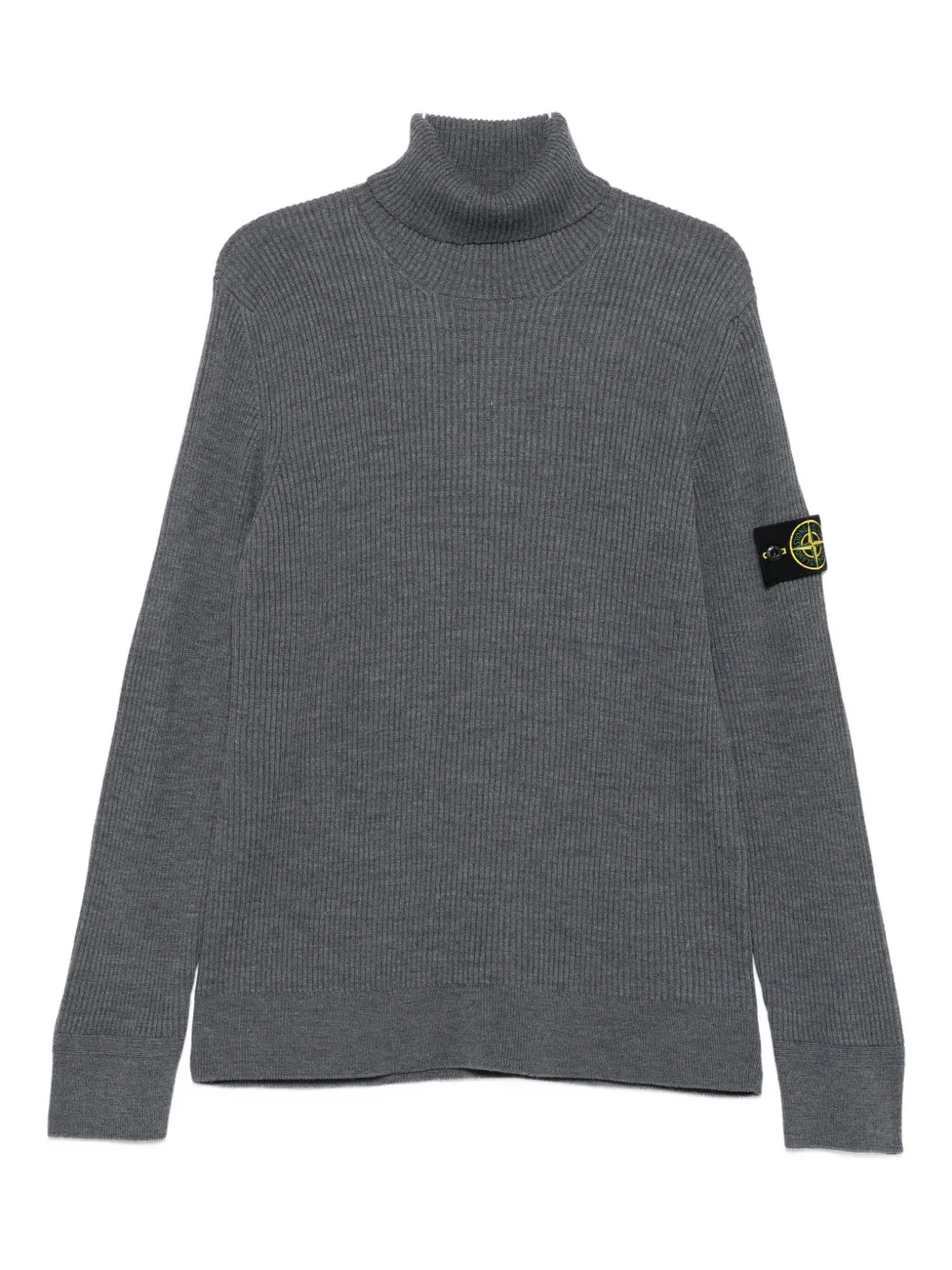 Stone Island Ribbed Turtleneck Sweater In Gray