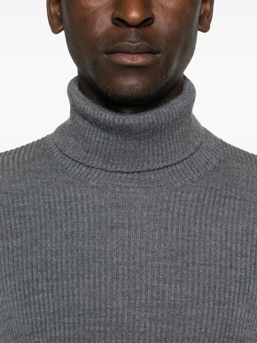 Stone Island Ribbed Turtleneck Sweater In Gray