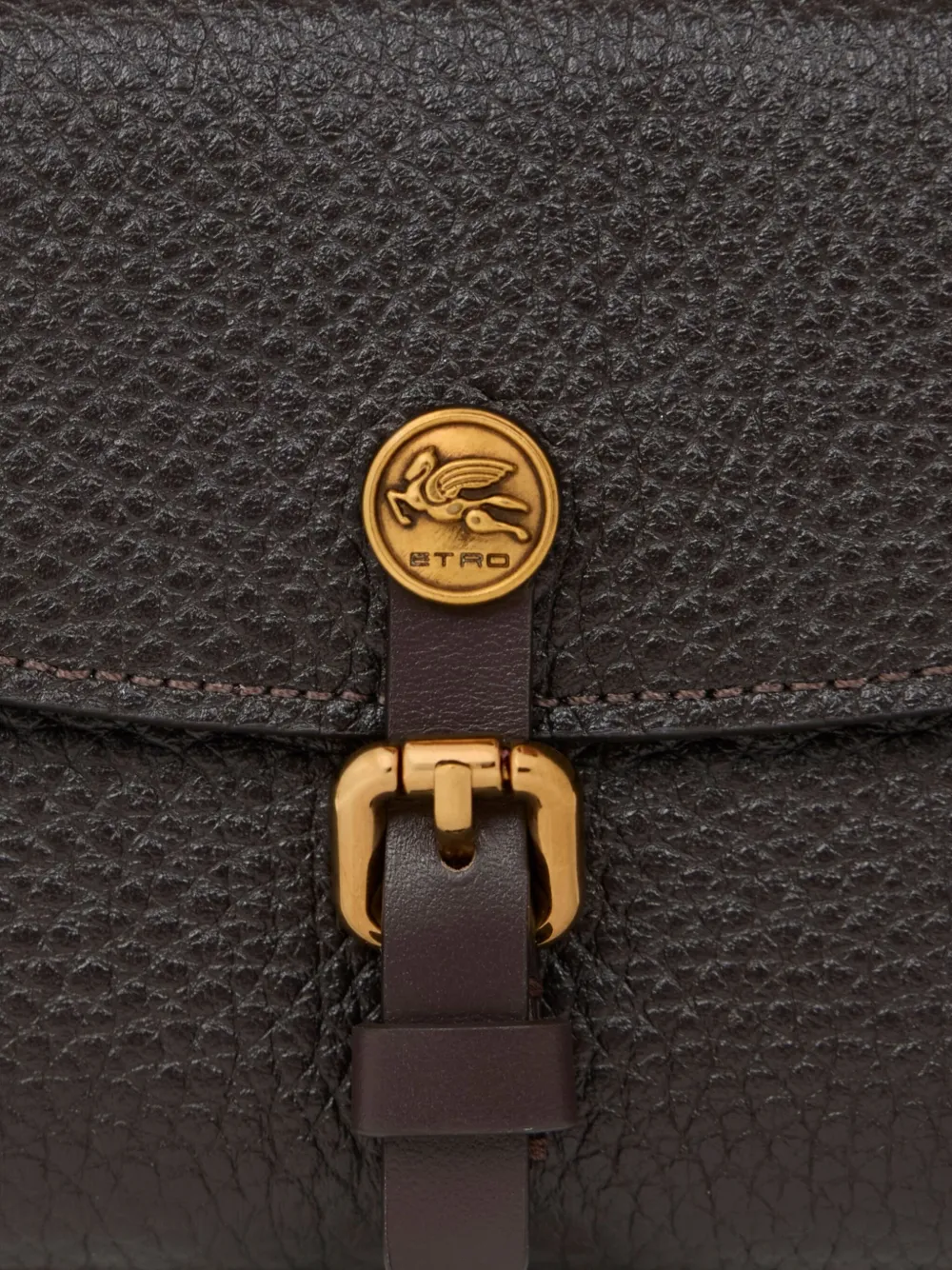 Etro Pony Hammered-leather Wallet In Brown
