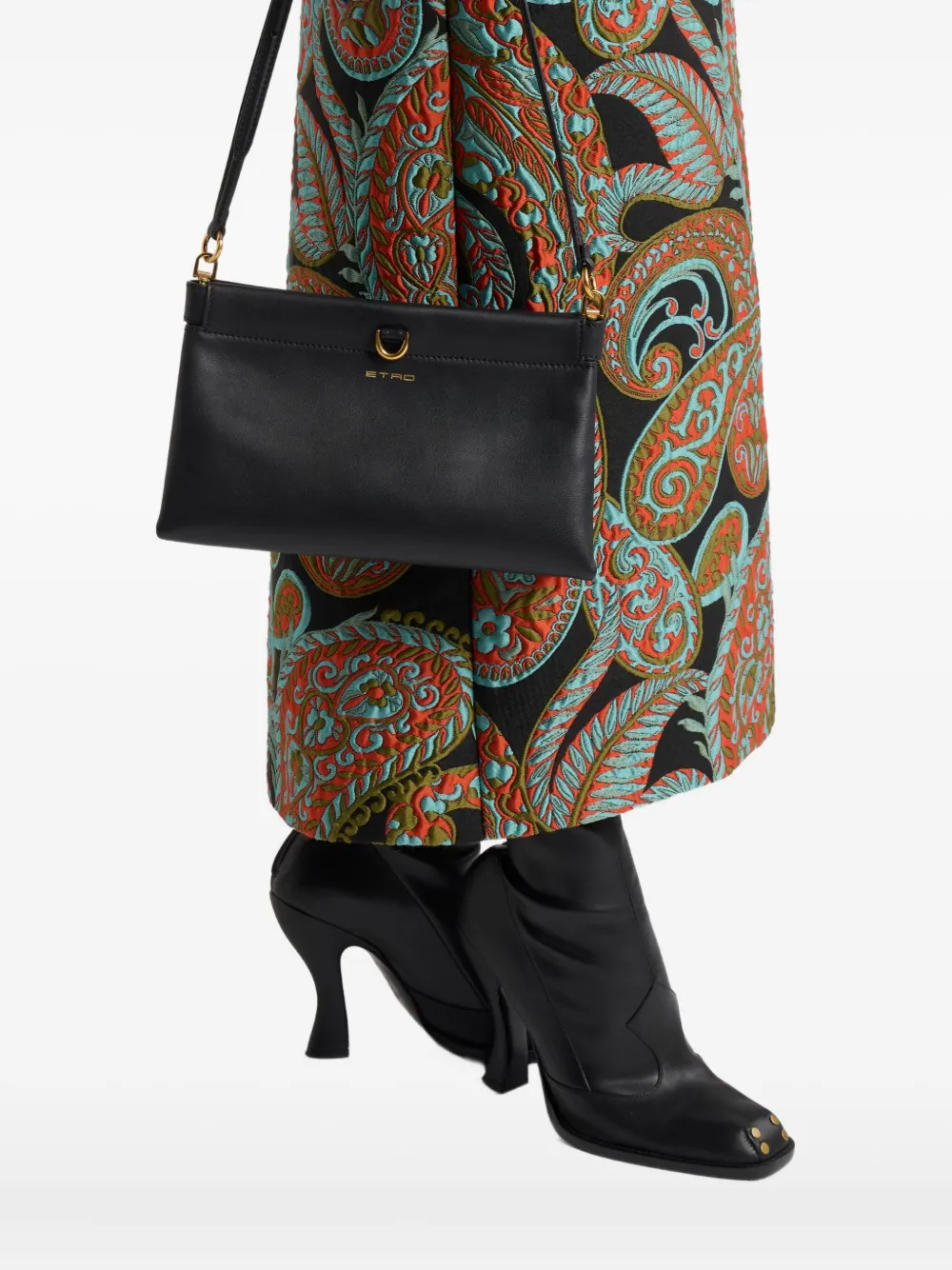 ETRO Talk leren mini-schoudertas - Zwart