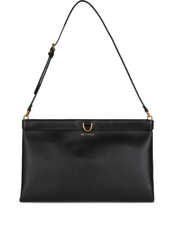 Etro Medium Leather Clutch Talk in Black