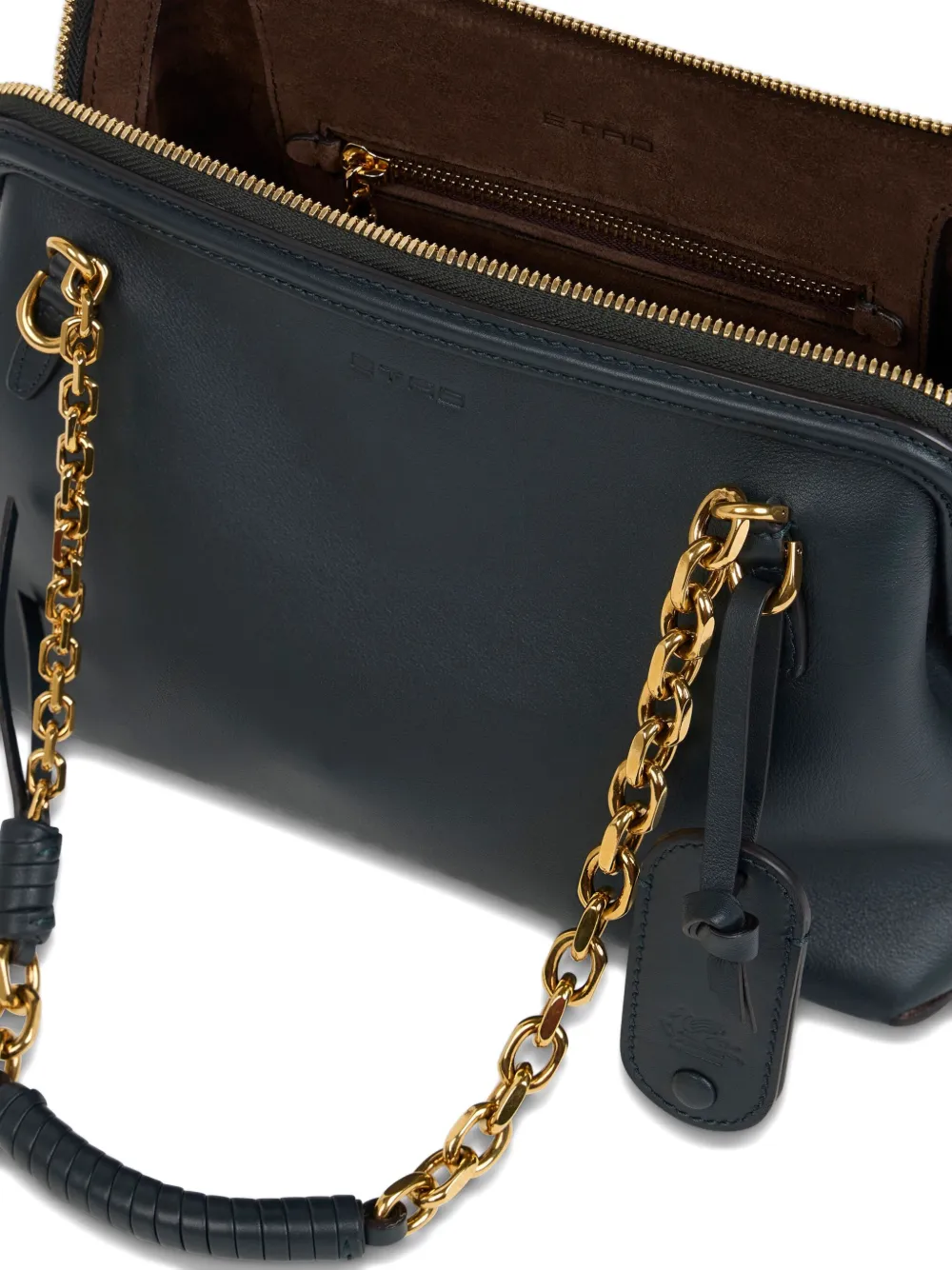 Etro Chain-strap Leather Shoulder Bag In Green