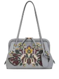 ETRO embroidered leather shoulder bag - Grey