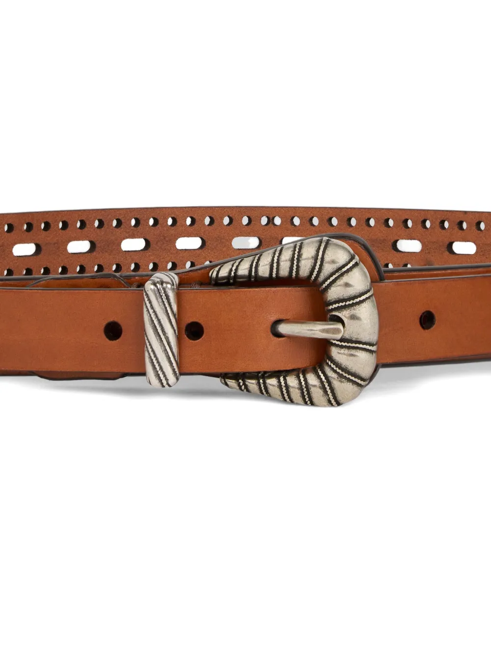 ETRO Opengewerkte leren riem - Bruin