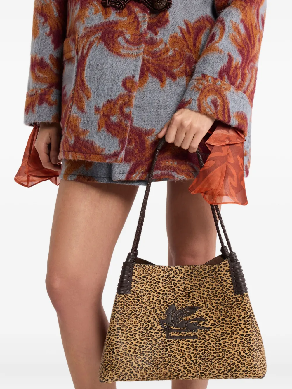 ETRO Kleine Libra shopper met luipaardprint - Beige