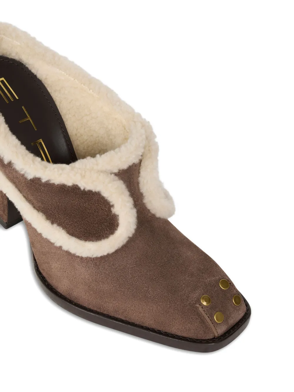 Etro 105mm Shearling-trimmed Suede Mules In Brown